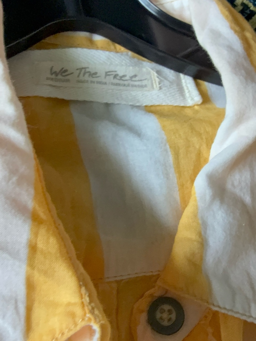 We The Free Yellow & White Striped Button-Down Shirt size M (oversized) - Picture 10 of 11